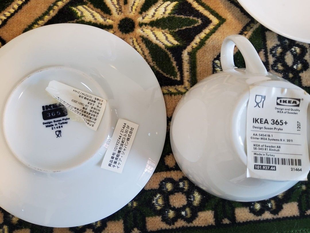 White Ikea Coffee Cups and saucers, Furniture & Home Living