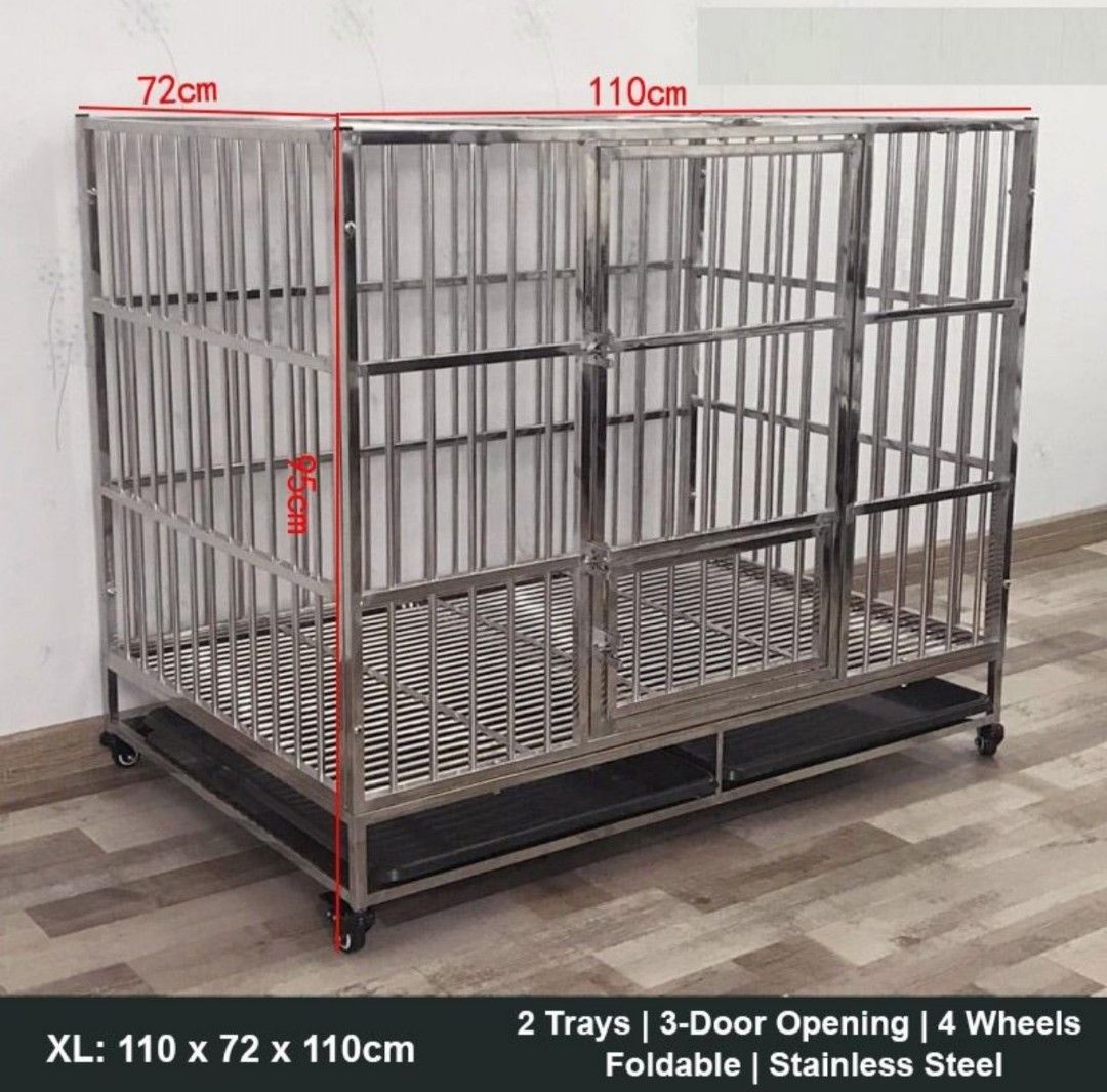 XL size stainless steel cage for your dogs, Pet Supplies, Homes & Other Pet Accessories on Carousell