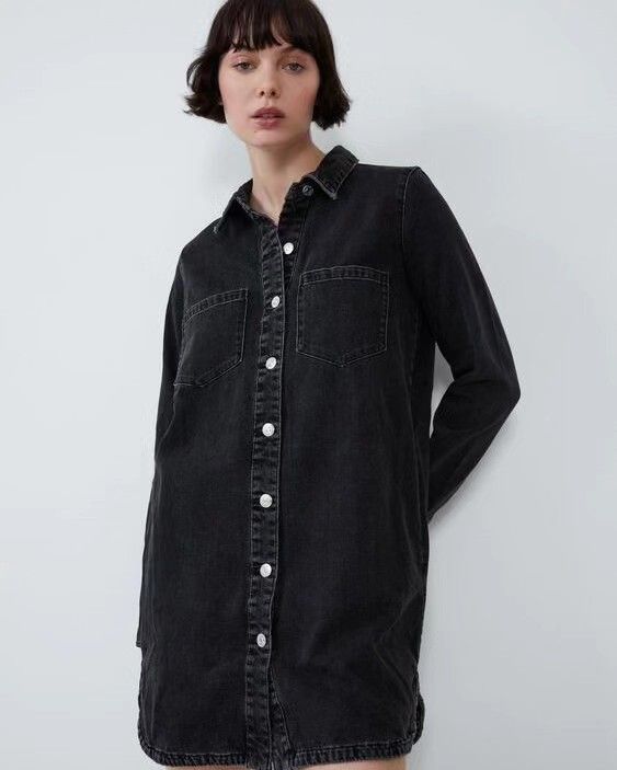 zara black denim shirt dress Zara | Dresses | Black Denim Dress