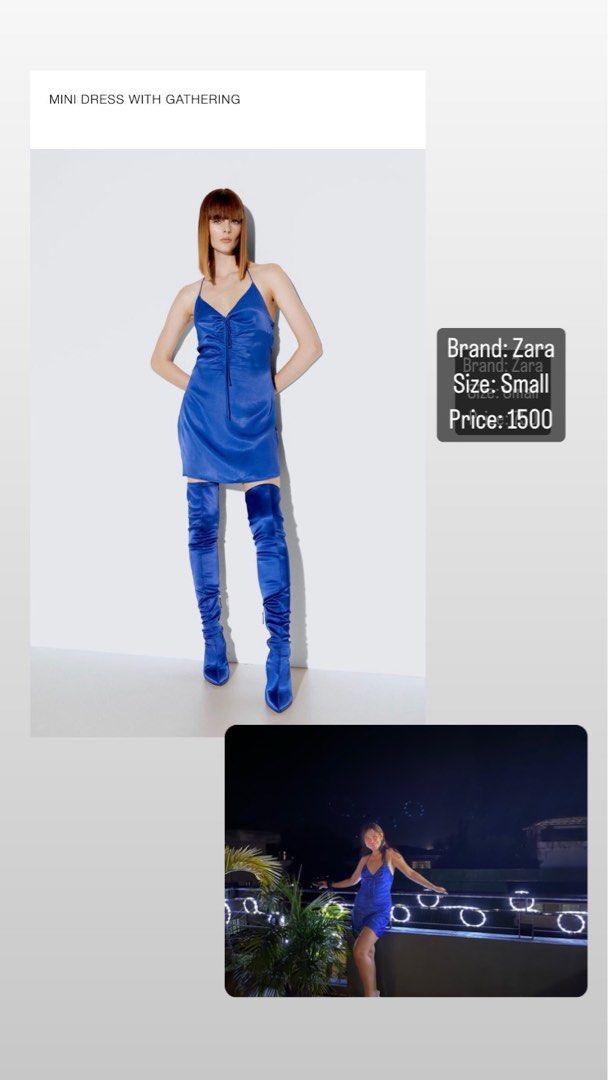 Zara Blue Mini Satin Dress, Women's Fashion, Dresses & Sets, Dresses on  Carousell