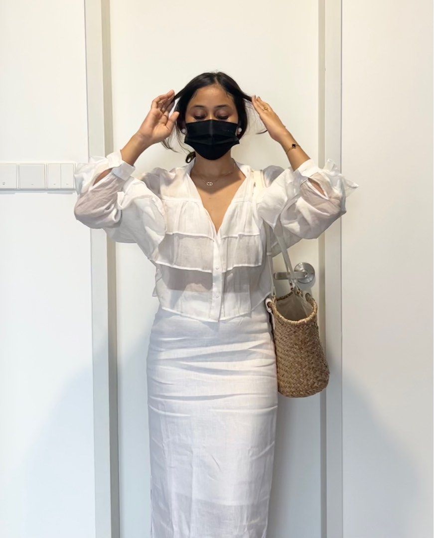 ZARA Sheer Ruffle Top, Women's Fashion, Tops, Blouses on Carousell