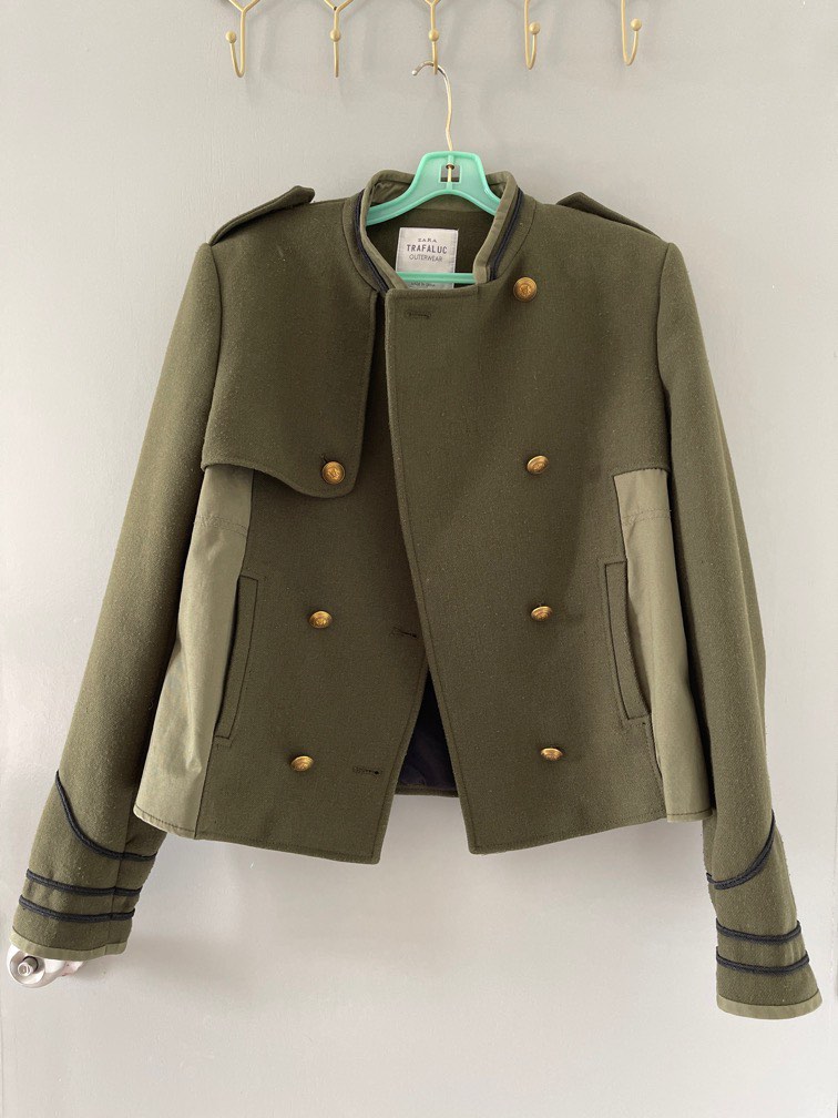 Zara TRF military army green winter coat, Women's Fashion, Coats