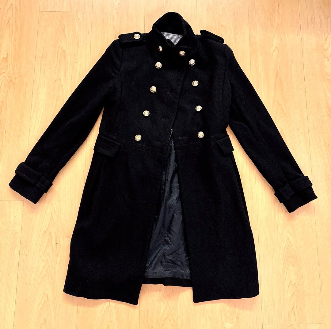Zara black military coat top