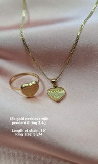 18K GOLD NECKLACE & RING SET PAWNABLE