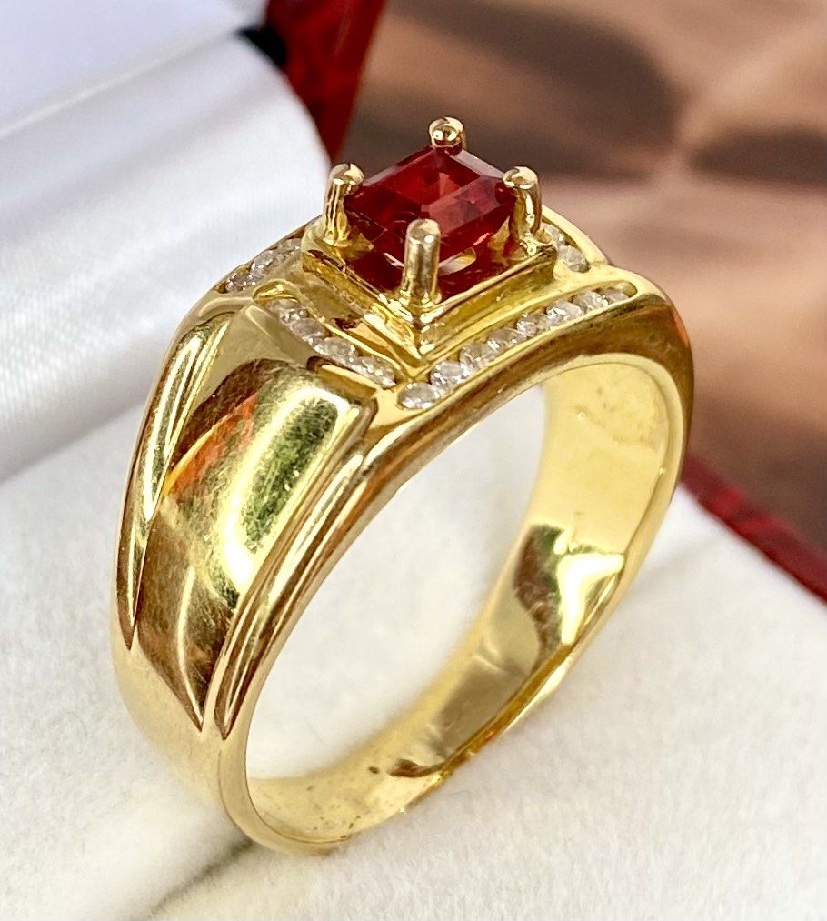 Gold ring discount red stone mens