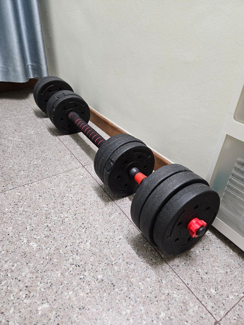 19kg Dumbbell Convertible Barbell Set (like new), Sports Equipment