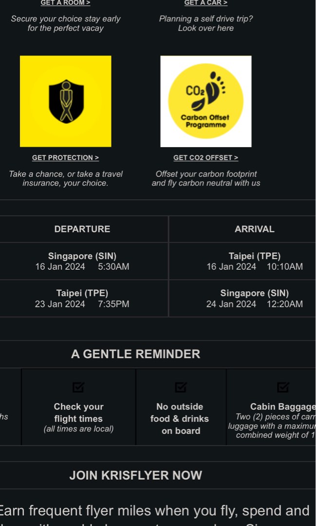 3 pax Scoot flight tickets to Taiwan tickets 16 Jan 24 to 23 Jan