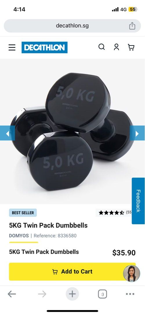 Decathlon 5KG Twin Pack Dumbbells