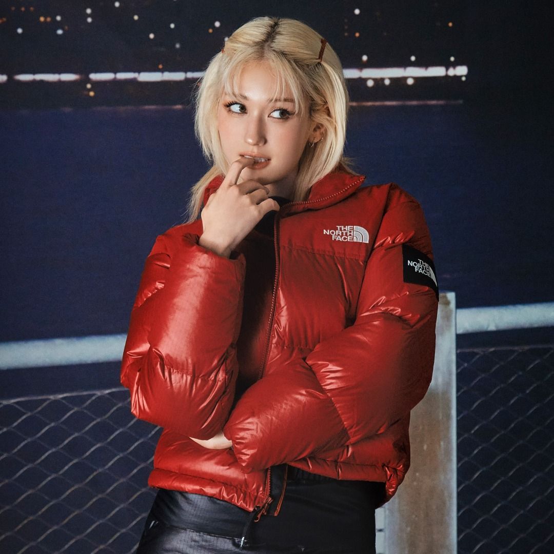 Red north face bubble coat sale