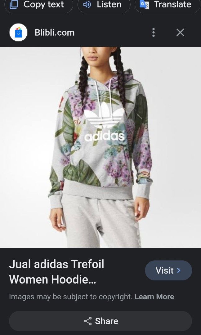 Adidas trefoil top flower hoodie