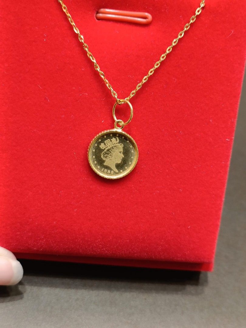 916 Gold Coin Pendant w Polo chain Women s Fashion Jewelry
