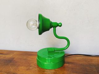 手作綠色小檯燈 復古可愛