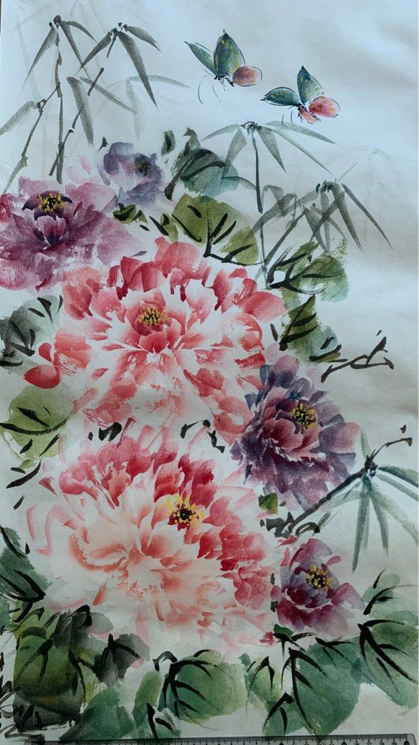 水墨畫- 牡丹花(2311193084), 興趣及遊戲, 手作＆自家設計, 文具