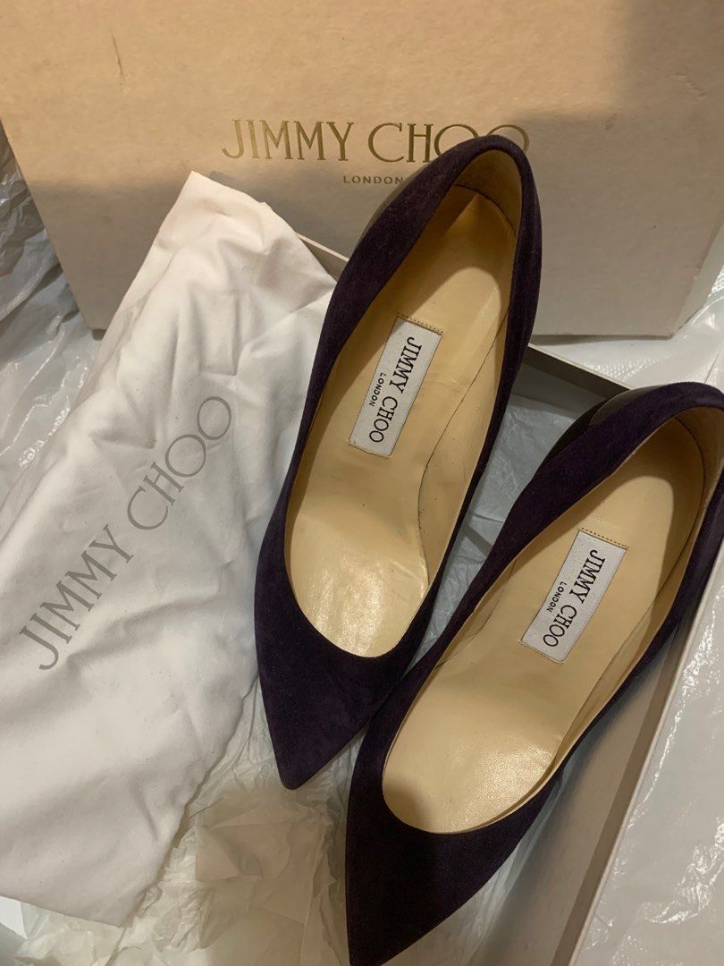 全新Jimmy Choo Romy 100 Suede Pumps Size 37 紫色有塵袋有盒鞋踭零