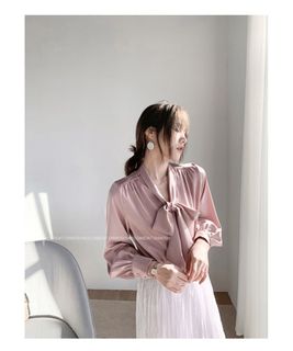 法式復古蝴蝶結雪紡上衣 women top64228235425539110