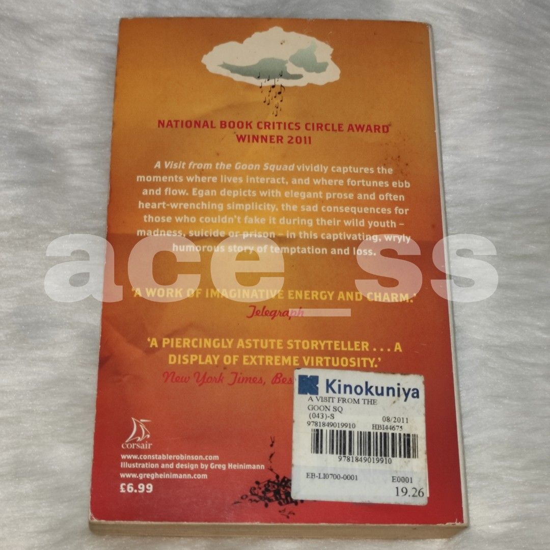 A Visit from the Goon Squad by Jennifer Egar (Category: Storybooks) located in Cavite. Submitted by ace_ss (Listing ID 1266565163, Image 2). Description: tanning creases on the covers no writings, highlights or whatsoever in the pages last price MOP: GCash MOD: Shopee checkout only NON REFUNDABLE.