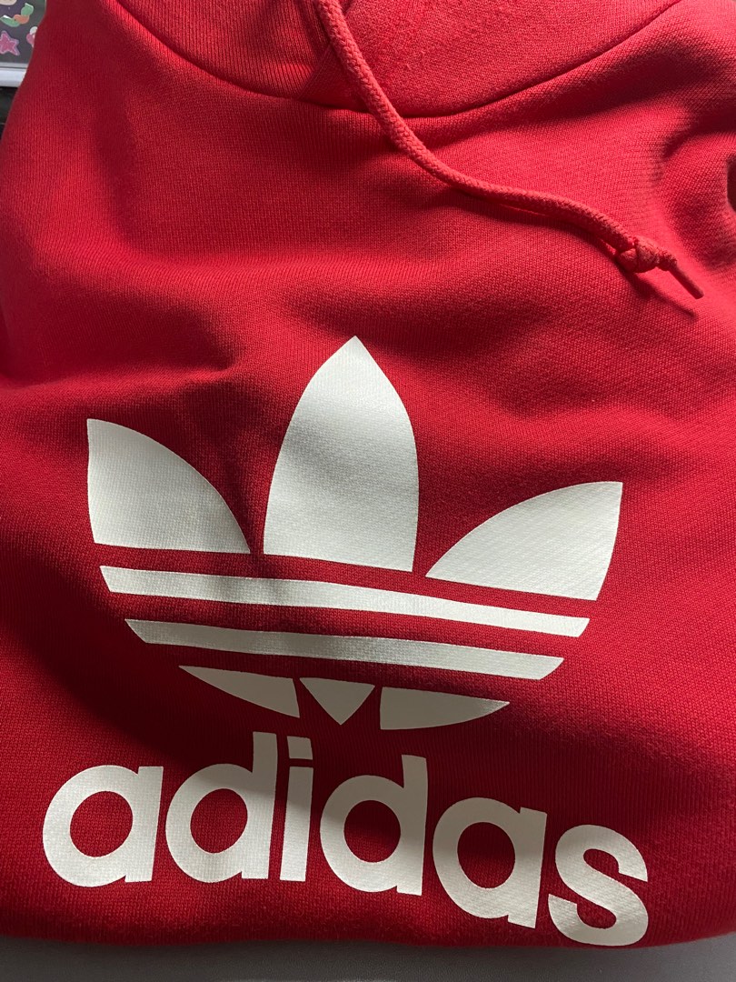 Red best sale hoodie adidas