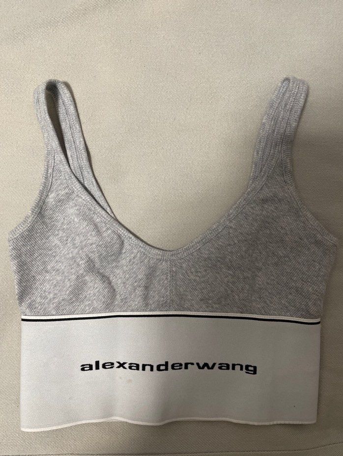 Alexander Wang Logo Elastic Bra Top In Stretch Knit in White