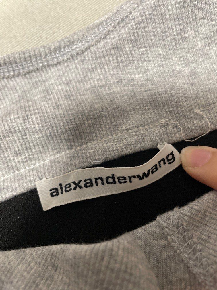 Alexander Wang Logo Elastic Bra In Ribbed Jersey In Grey