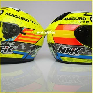 All In!  SERGIO GARCIA SET  GP Prime and R6  Medium  Yellow Flo  Full Face  Half Face  NHK Helmet  praxisthea