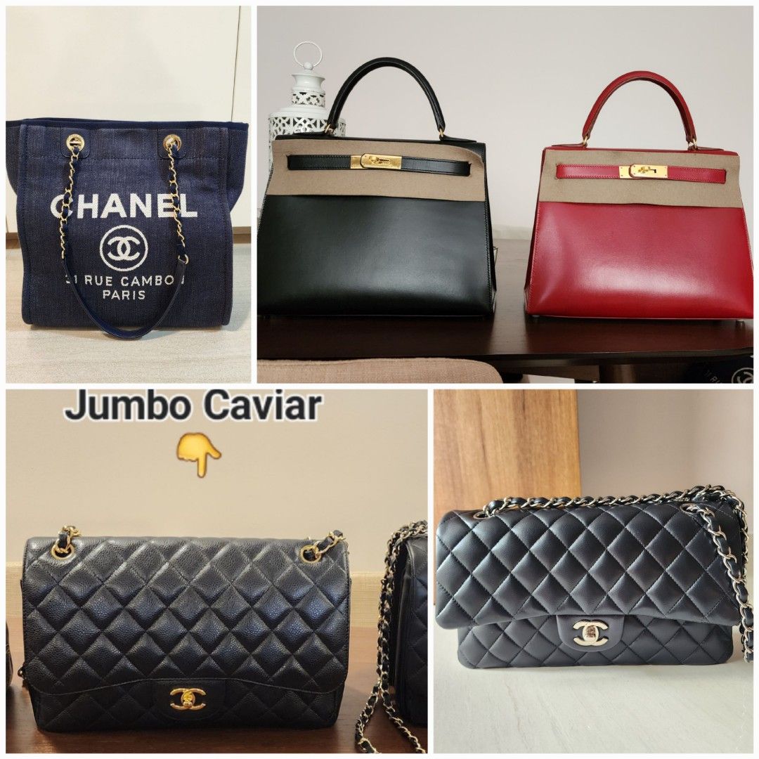 Authentic Preloved Chanel Medium Classic Flap Bag Full Set! 25 Series.  Jumbo Caviar available too! Hermes Vintage Kelly 28 Boxcalf Black & Red GHW