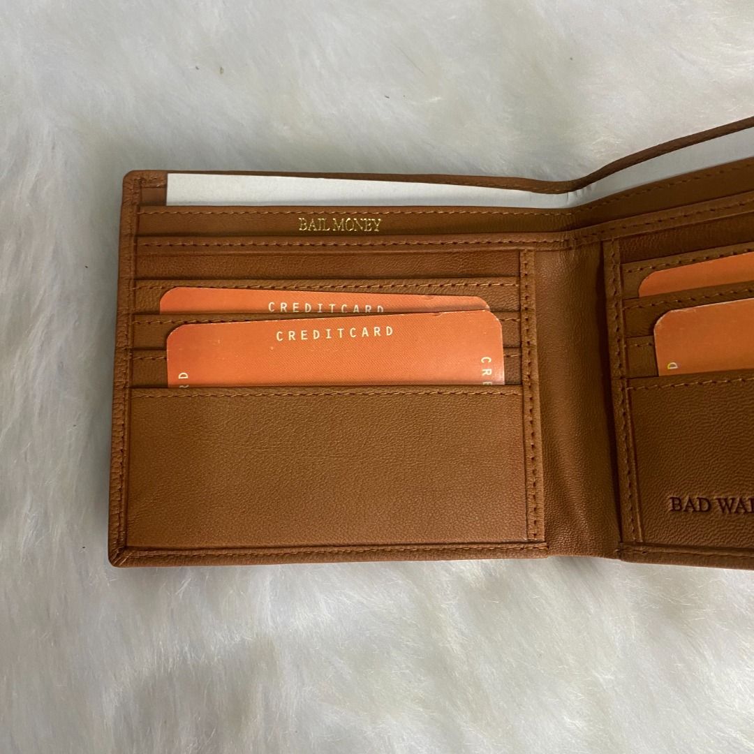 Bad Wallets Brown Leather Statement Bifold Wallet, Men's Fashion ...