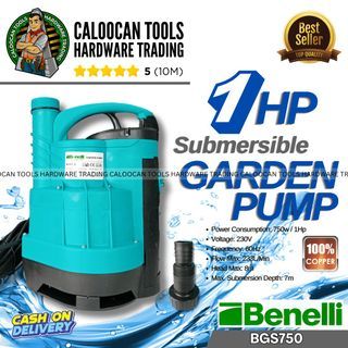 BENELLI Italy Submersible Garden Pump for Dirty Water 100% Pure Copper 1Hp (BGS750)