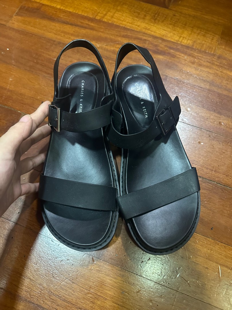 Black Sandals Charles & Keith, Women's Fashion, Footwear, Wedges on ...