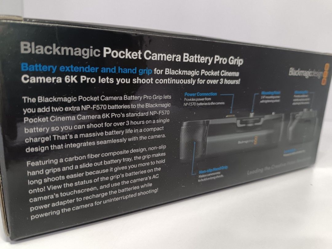 Blackmagic Design Pocket Cinema Camera Battery Grip for 6K Pro,  Photography, Cameras on Carousell