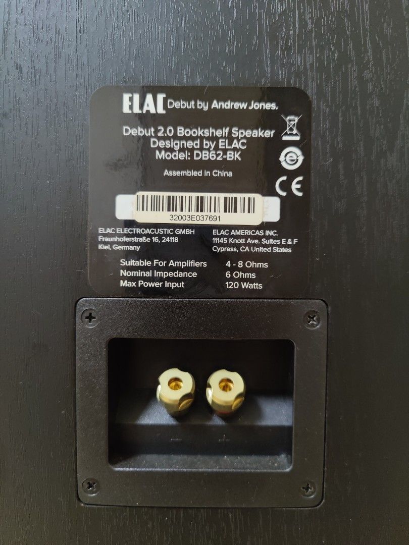 Elac Debut B6.2 bookshelf speakers with height adjustable stands, Audio