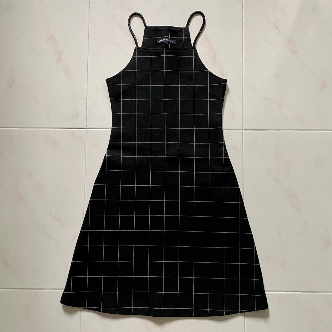 brandy melville black halter dress Brandy Melove Black halter neck Checkered Dress, Women's Fashion, Dresses &  Sets, Dresses on Carousell