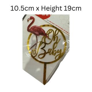 Cake Topper Flamingo Oh Baby Acrylic