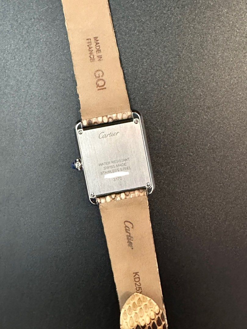 Cartier Tank Solo Python Skin Pattern, Luxury, Watches on Carousell