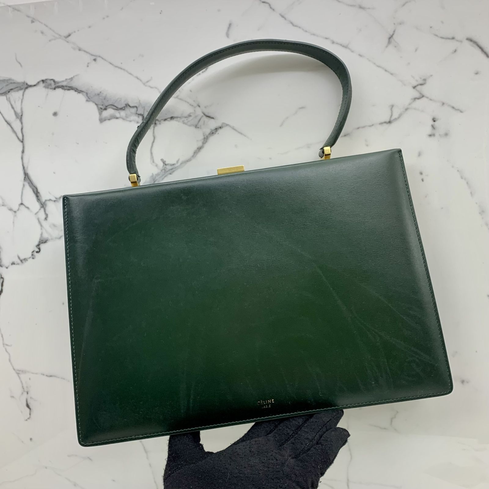 CELINE GREEN CLASP SMOOTH HANDBAG 237036937 AL Luxury Bags Wallets on Carousell