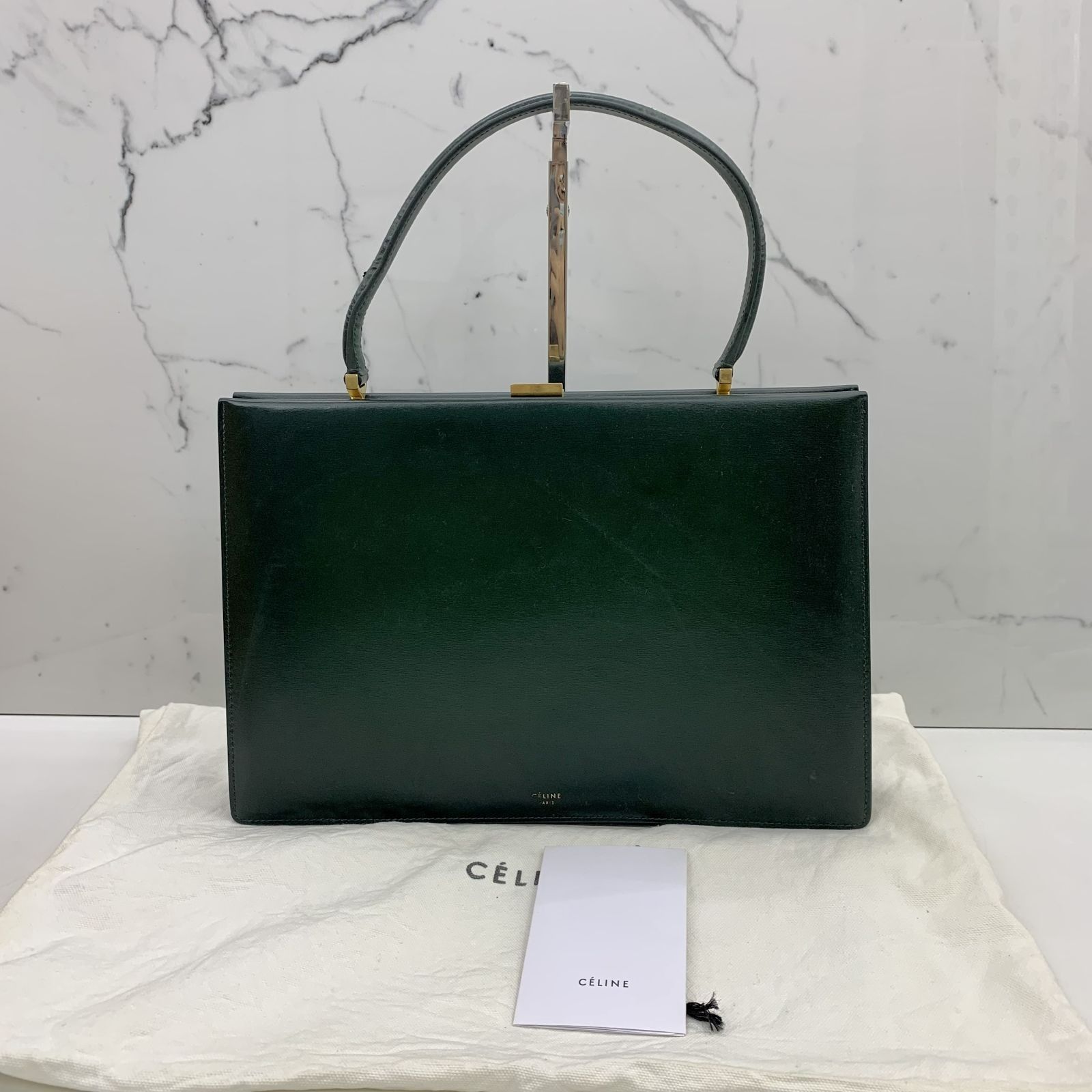 CELINE GREEN CLASP SMOOTH HANDBAG 237036937 AL Luxury Bags Wallets on Carousell