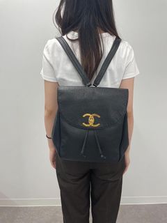 Chanel Rare Vintage Flap Backpack Large Lambskin Black / Ghw