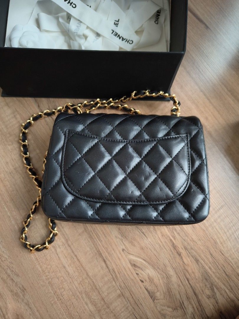 Chanel AS4151 Small Flap Bag With Top Handle Lambskin & Wenge Wood