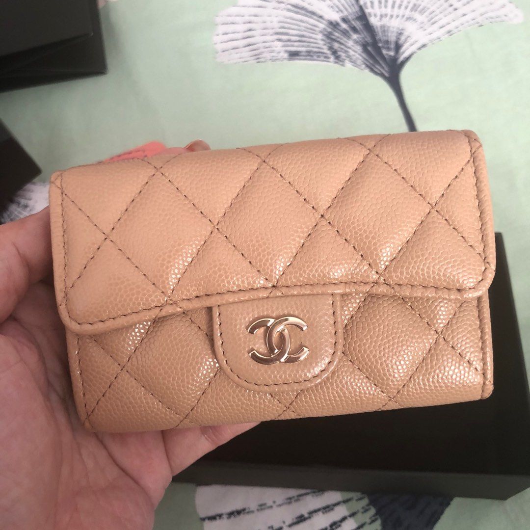 Chanel Card Holder (Beige), Luxury, Bags & Wallets on Carousell