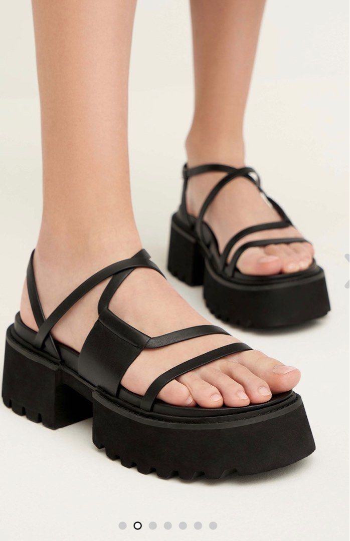 Charles Keith Nadine Strappy Platform Sandals Black Women s