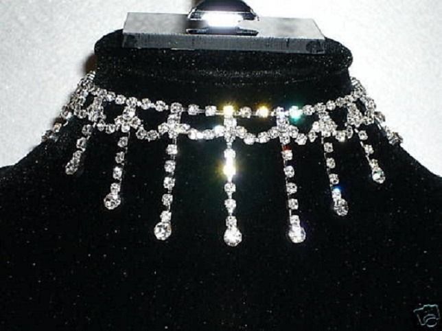 Classic Clear Rhinestone Silver Tone Necklace Earrings Wedding