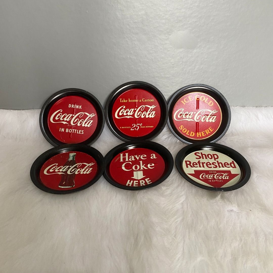 Coca Cola Vintage 1990s Red Tin Coasters (Category: Table Linen & Textiles) located in Consolacion. Submitted by posh_avenue_home (Listing ID 1266592446, Image 1). Description: In very good condition. From Japan. 3.5". 100% authentic!!!.