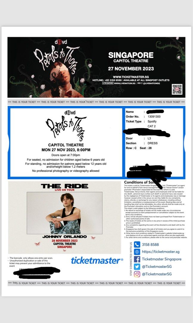 2x cat2 d4vd concert tickets, Tickets & Vouchers, Event Tickets on