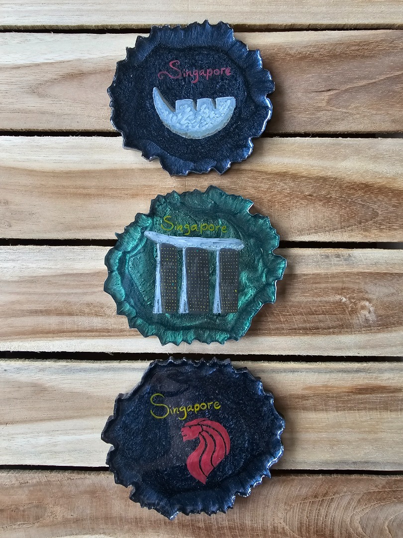 Dark Handmade Singapore Resin Coasters, Hobbies & Toys, Stationery