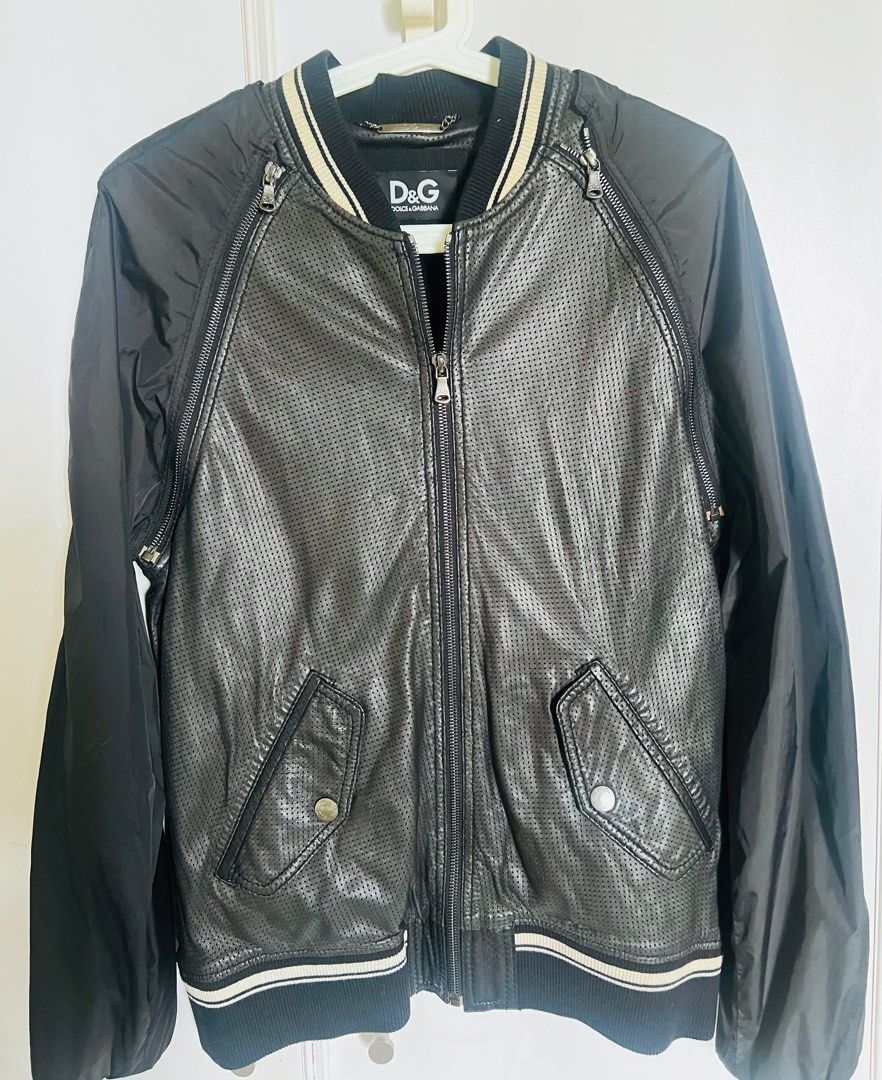 D&g black leather jacket online