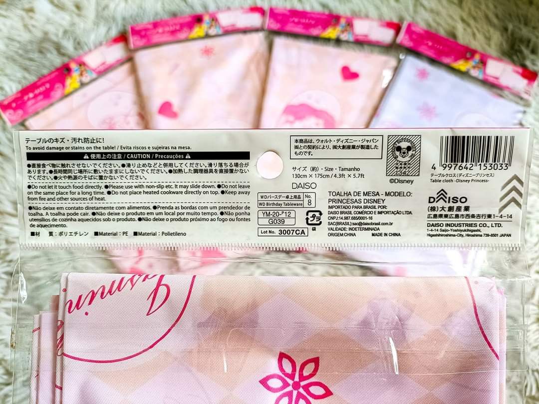DISNEY Princess Table Cover (Category: Table Linen & Textiles) located in Bauang. Submitted by glenefinds (Listing ID 1266446891, Image 3). Description: 📐Size: 130cm x 175cm / 4.3ft x 5.7ft 🌈Colors: Peach & Lavender ‼️4 pcs available 💸Php 88 each ⚠️DAISO.