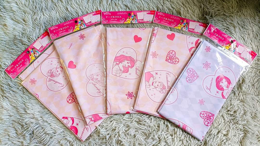 DISNEY Princess Table Cover (Category: Table Linen & Textiles) located in Bauang. Submitted by glenefinds (Listing ID 1266446891, Image 1). Description: 📐Size: 130cm x 175cm / 4.3ft x 5.7ft 🌈Colors: Peach & Lavender ‼️4 pcs available 💸Php 88 each ⚠️DAISO.