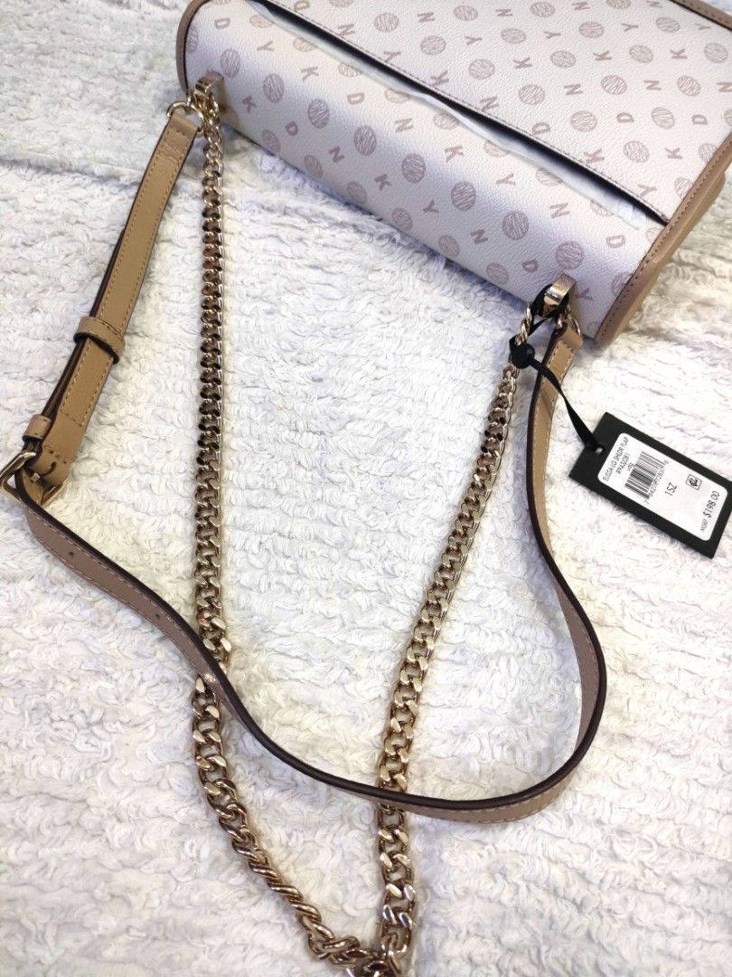 Dkny elissa leather clearance chain strap signature crossbody