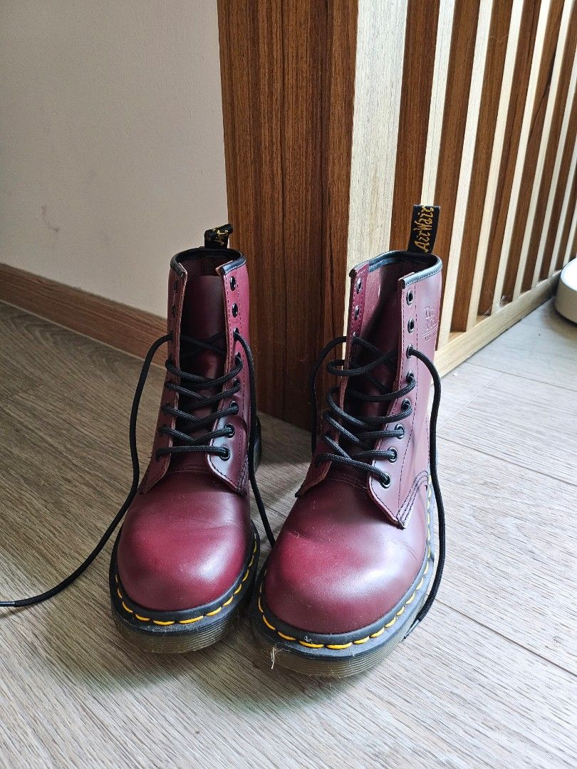 Dr. Martens 1460 lace up leather ankle boots cherry red UK4 EU37