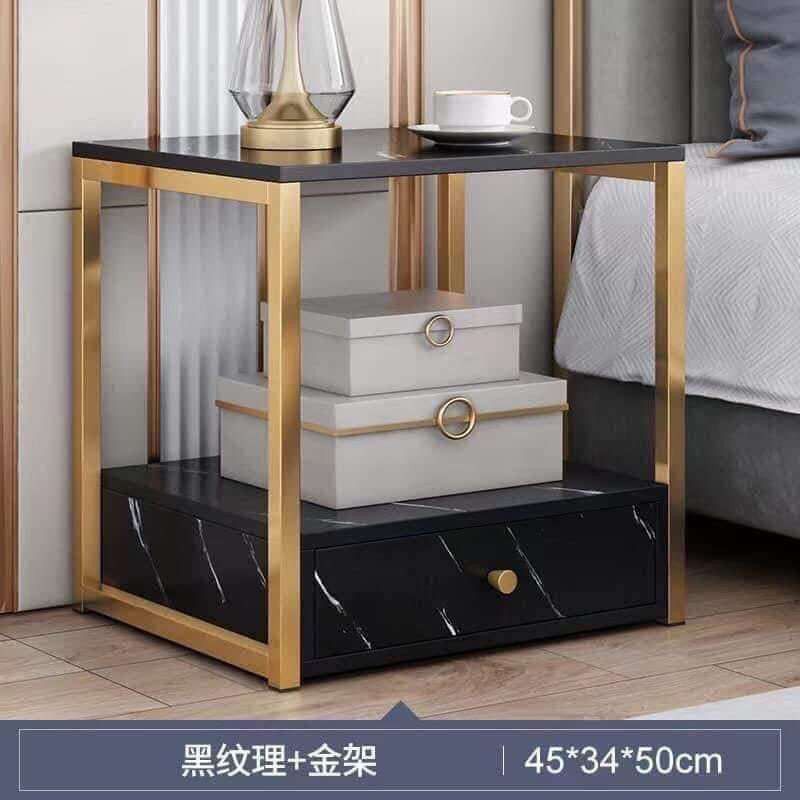 End & Side Tables (Category: Tables & Sets) located in Manila. Submitted by redonlineshop (Listing ID 1266473724, Image 2). Description: Side Table 03 45x34x50cm black marble ₱750 ON HAND BRAND NEW Mode of Payment: Gcash,COD Same day delivery + Delivery Fee.