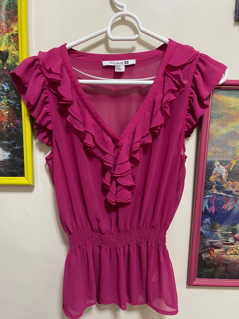 Hot pink blouse forever 21 discount
